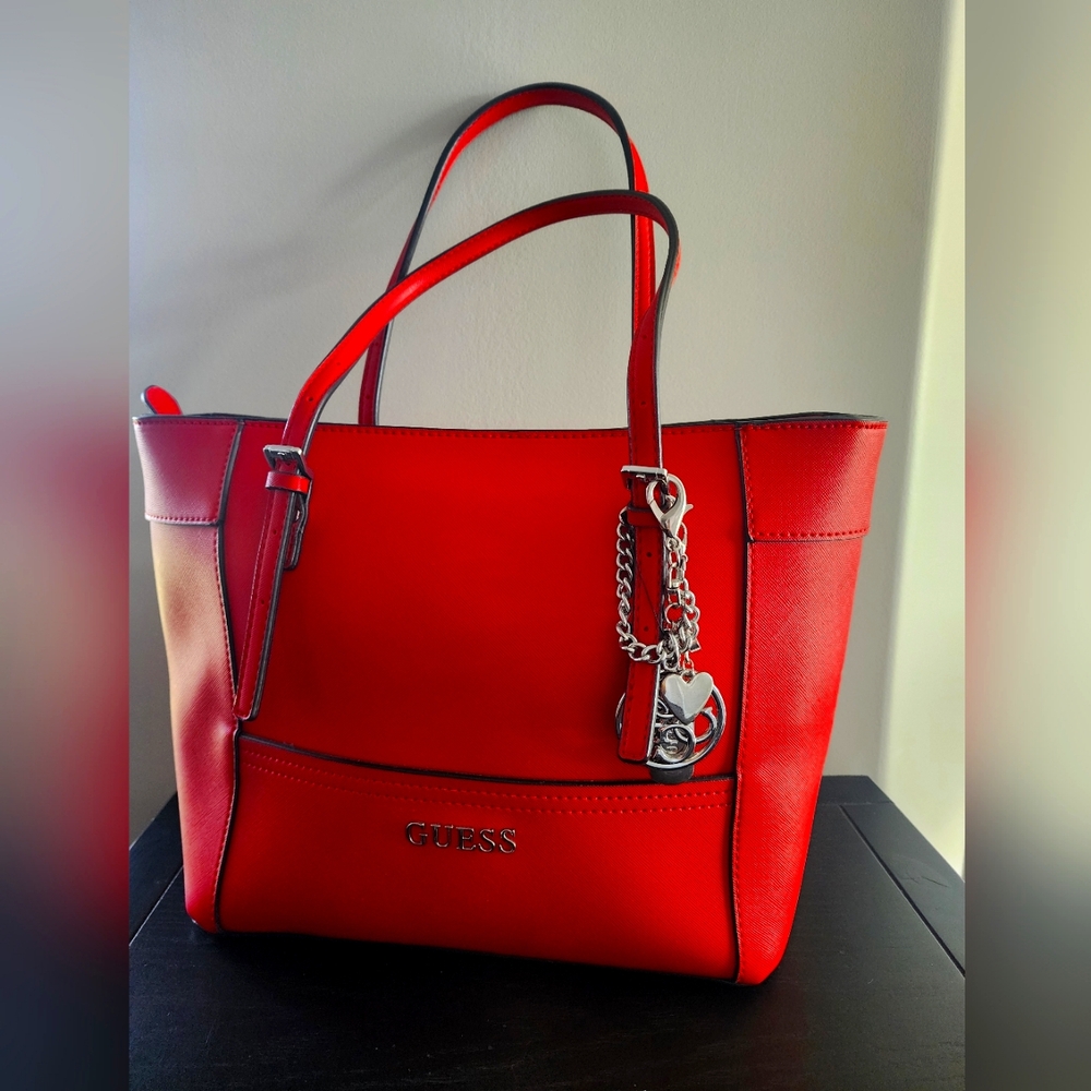 Red Guess Tote Bag